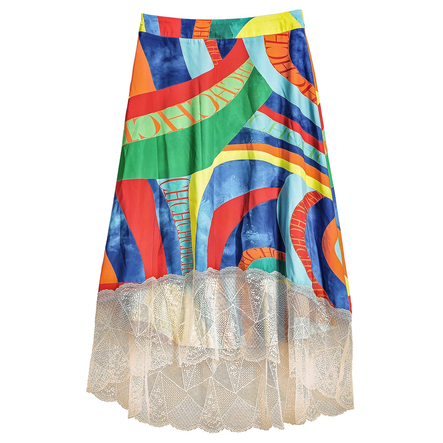 CHCH Printed Lace Midi Skirt – Elegant Summer A-Line Women Skirt
