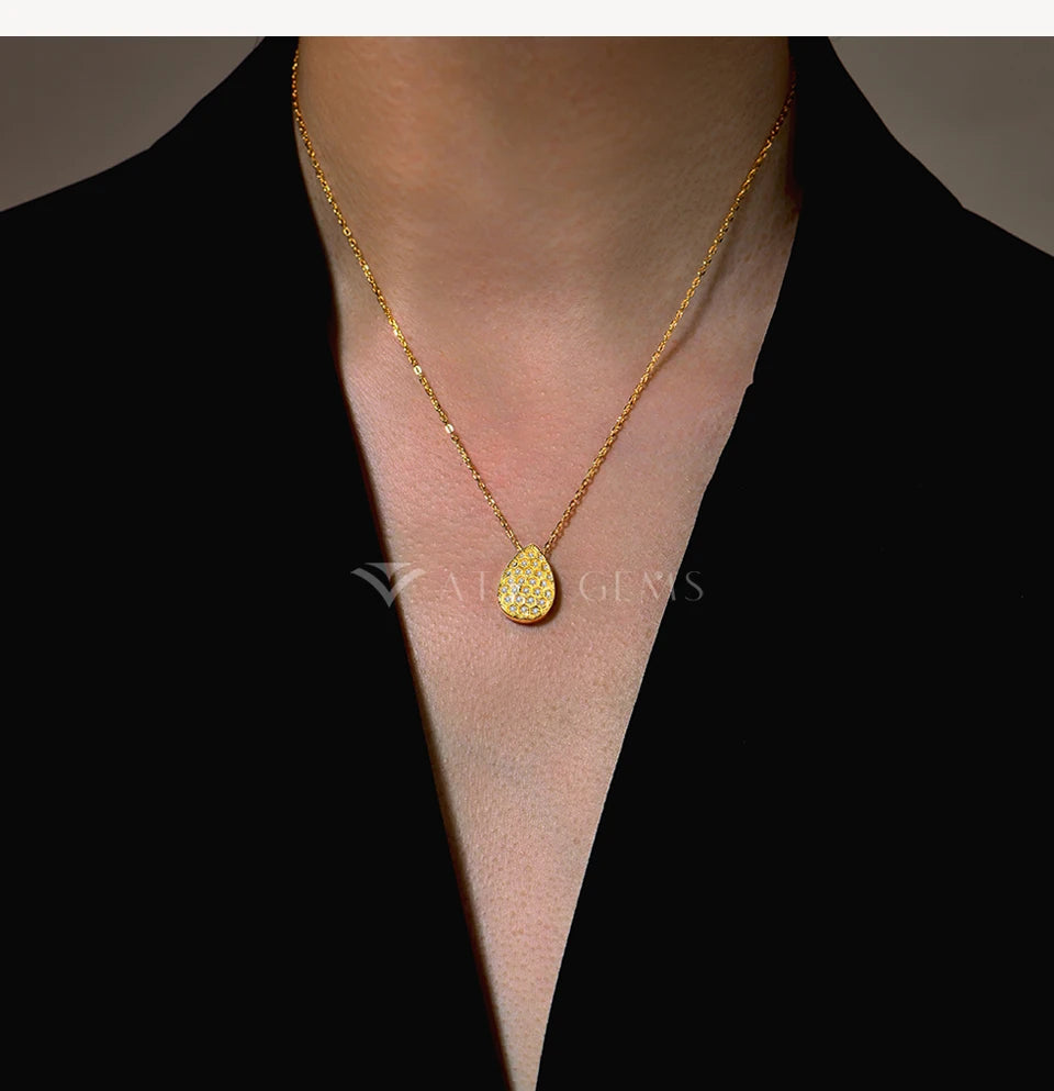 Pear-Cut Moissanite Pendant Necklace — D Color VVS1, 925 Sterling Silver (Certified)