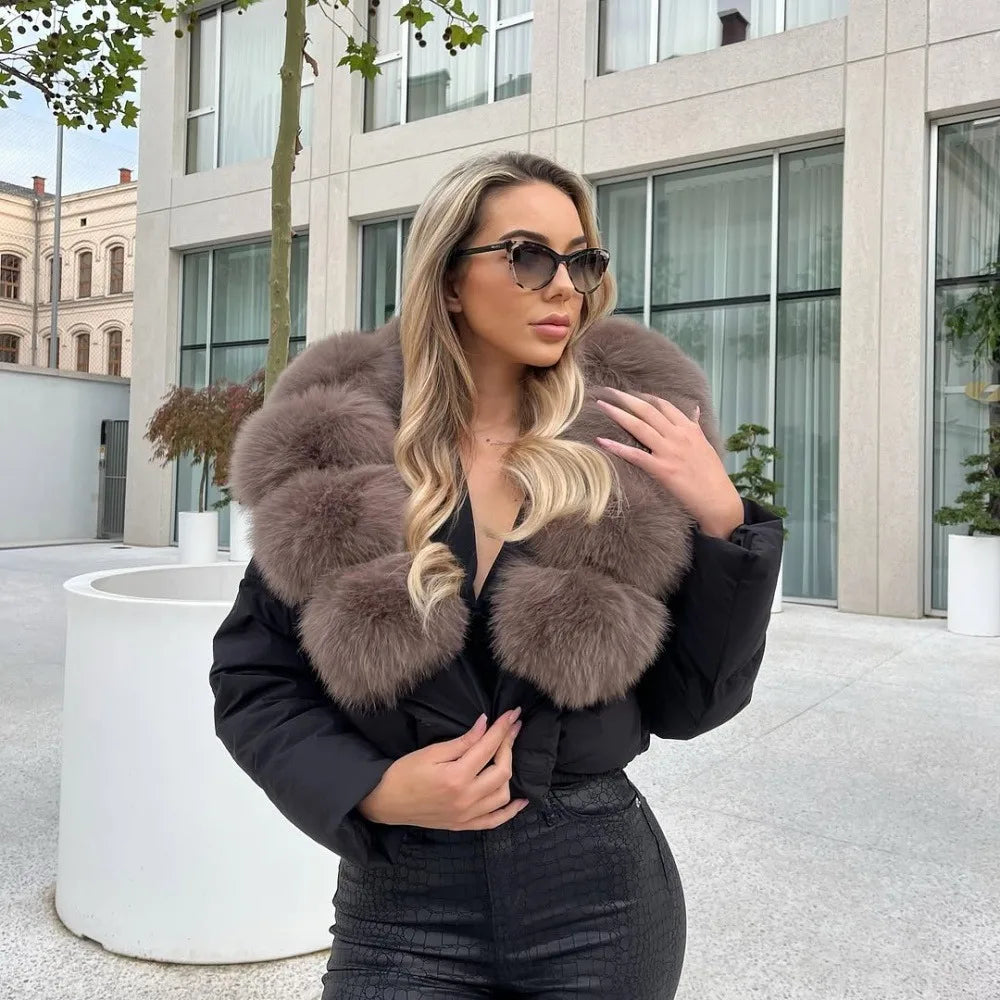 Signature Down Puffer Jacket with Detachable Fur Collar
