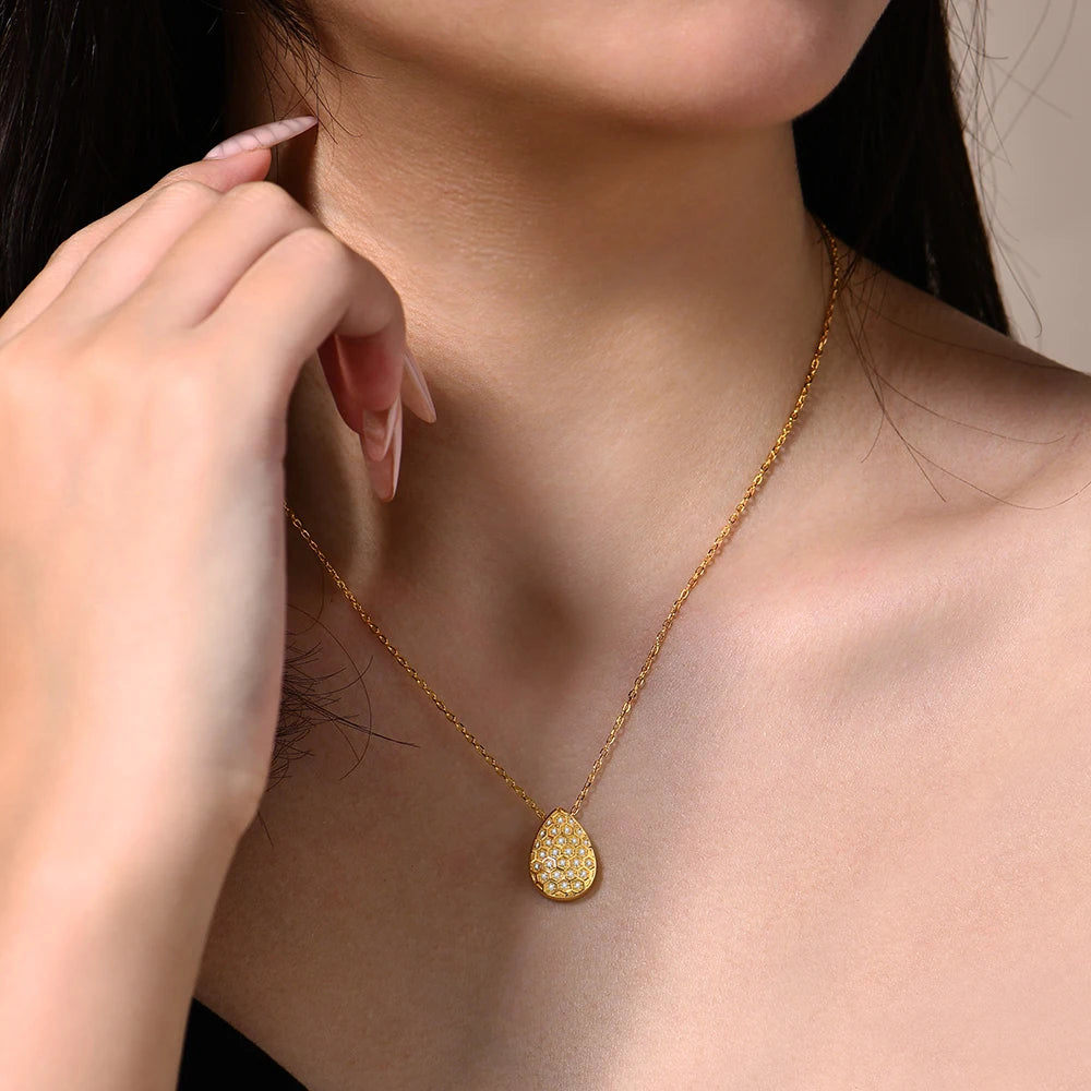 Pear-Cut Moissanite Pendant Necklace — D Color VVS1, 925 Sterling Silver (Certified)