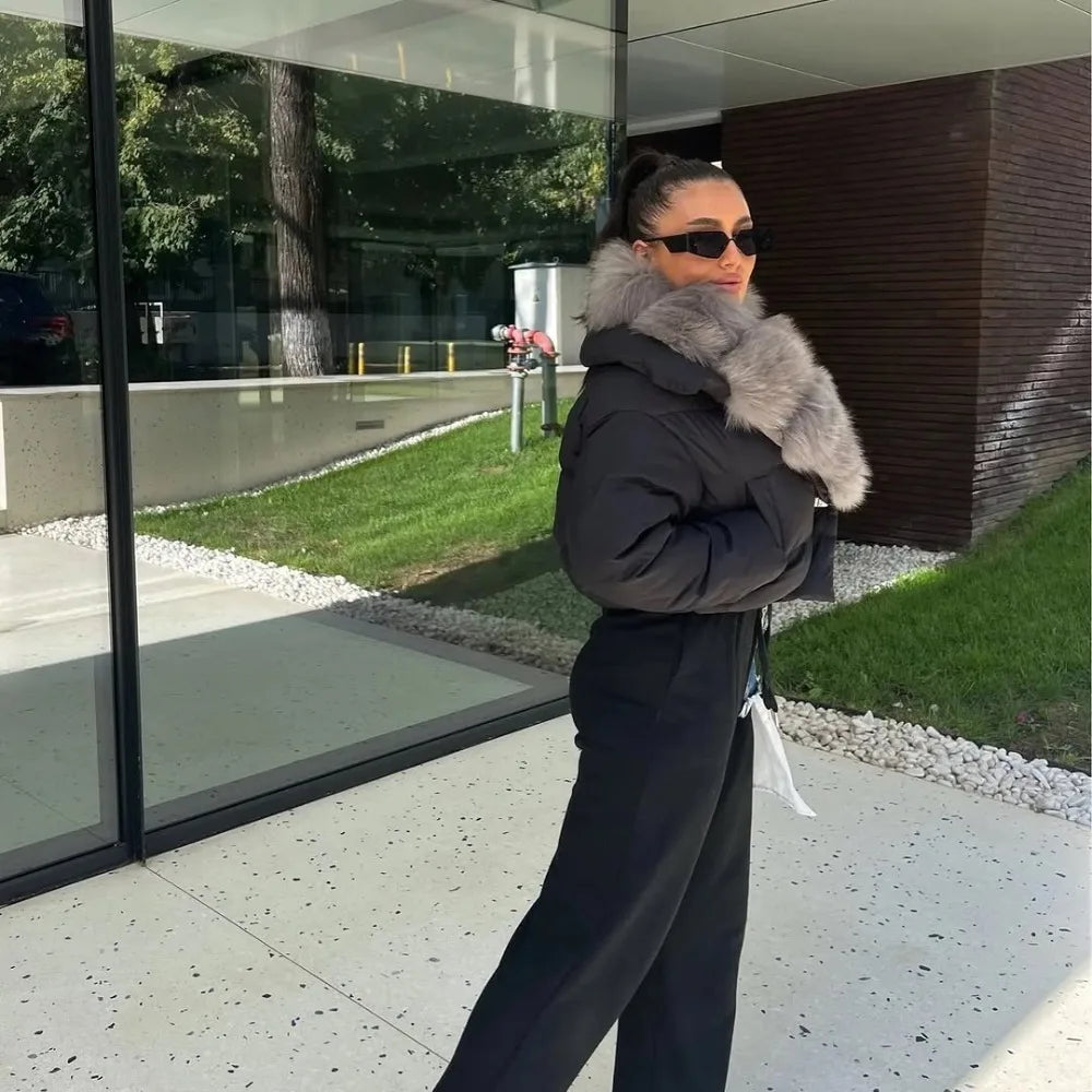 Signature Down Puffer Jacket with Detachable Fur Collar