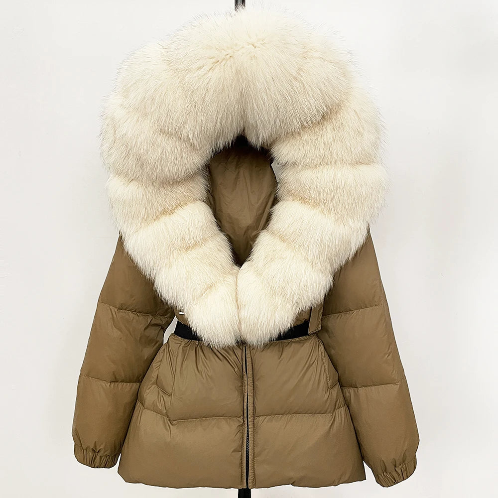 Signature Hooded Down Puffer Jacket with Detachable Fur-Trim Collar