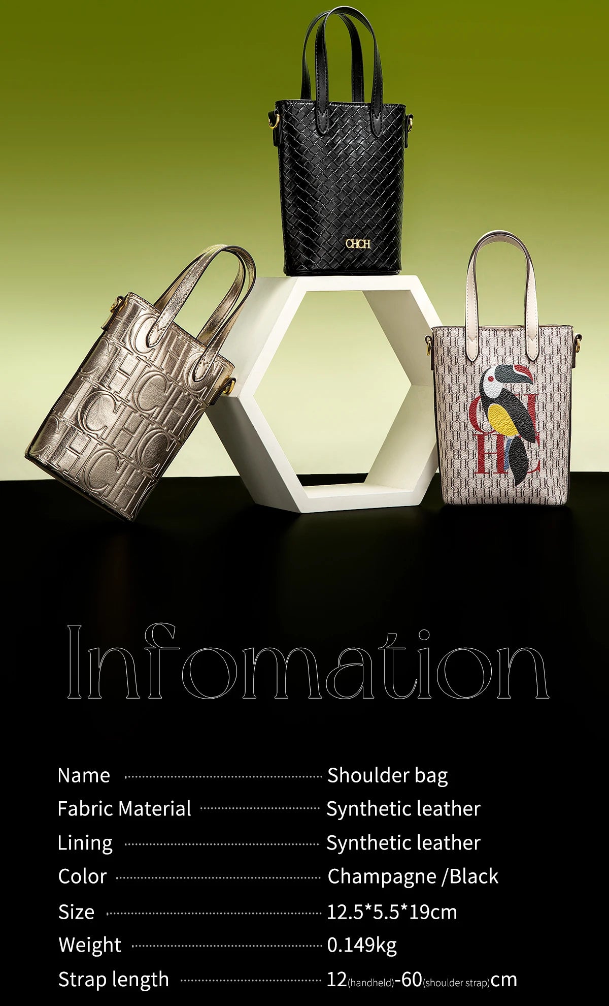 CHCH Luxury Monogram Phone Bag – Textured Crossbody Mini Tote