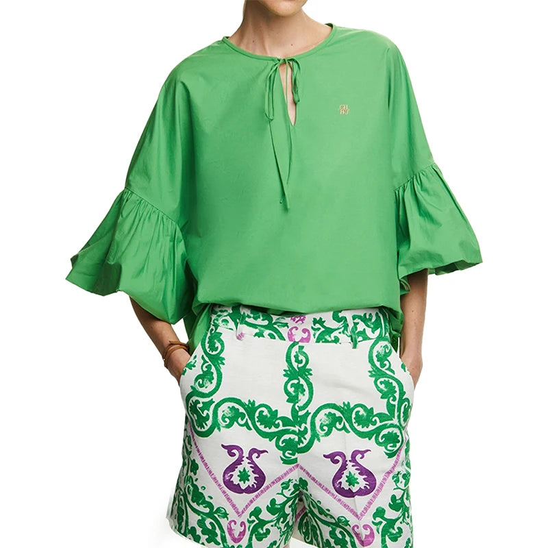 CHCH Summer Loose Blouse – V-Neck Half Sleeve Casual Top