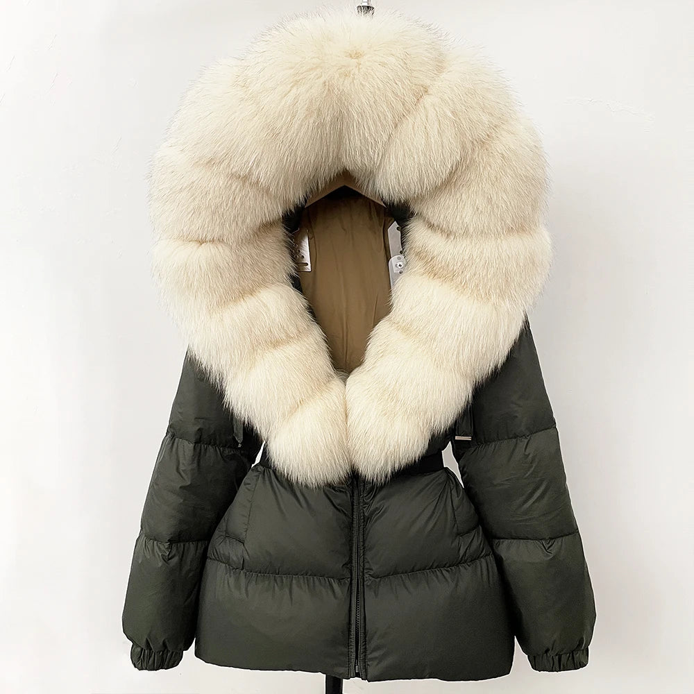 Signature Hooded Down Puffer Jacket with Detachable Fur-Trim Collar