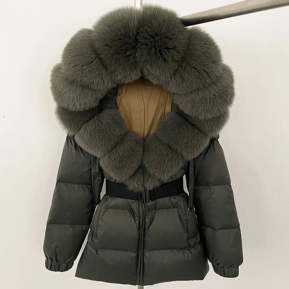 Signature Hooded Down Puffer Jacket with Detachable Fur-Trim Collar
