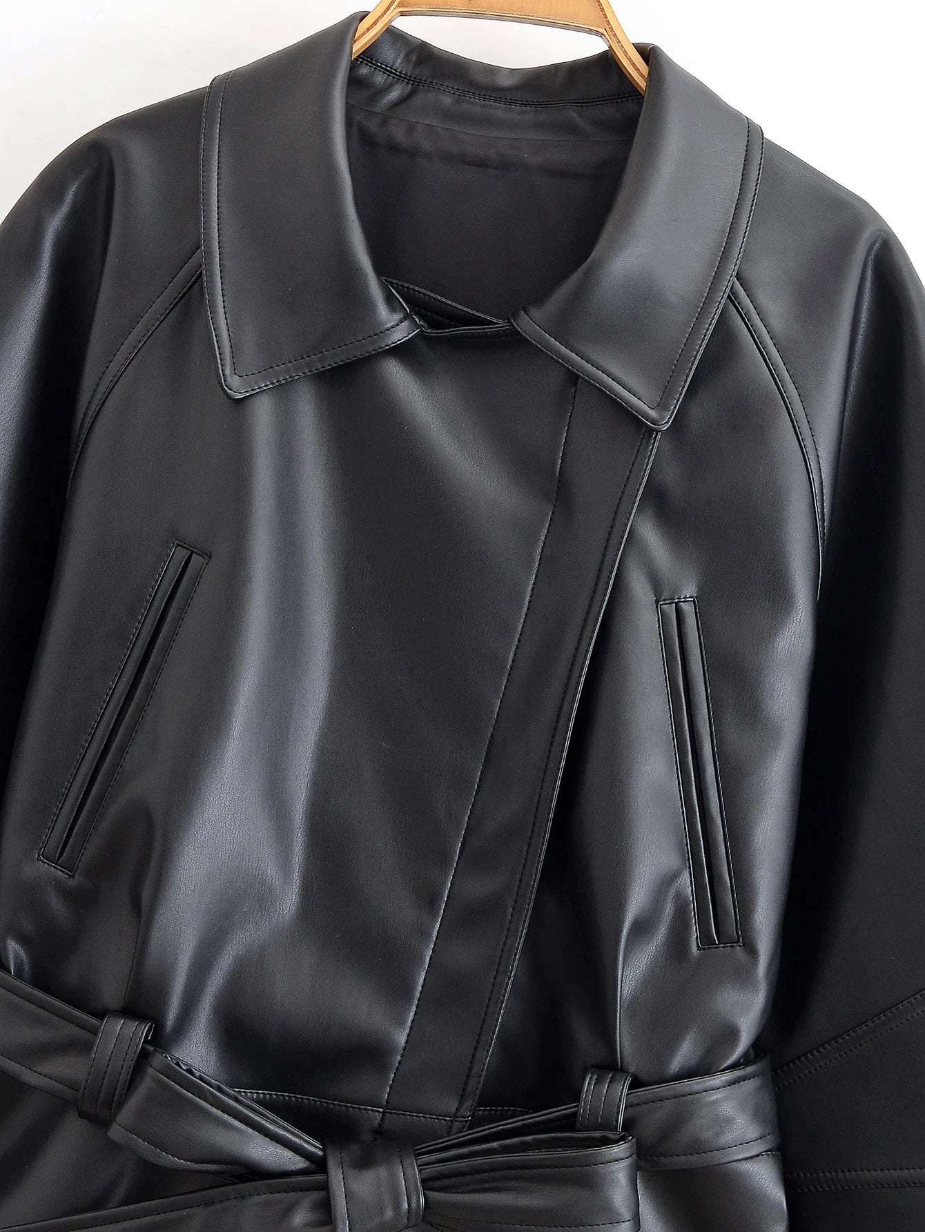 Moto Belted Faux-Leather Jacket
