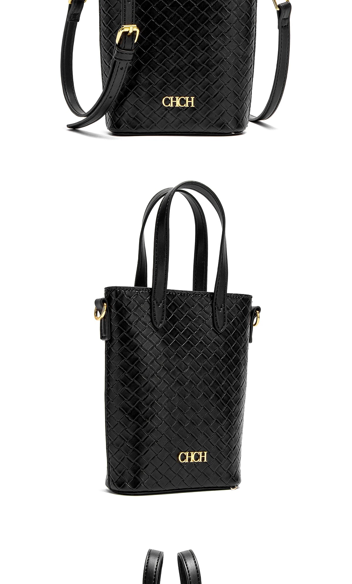 CHCH Luxury Monogram Phone Bag – Textured Crossbody Mini Tote