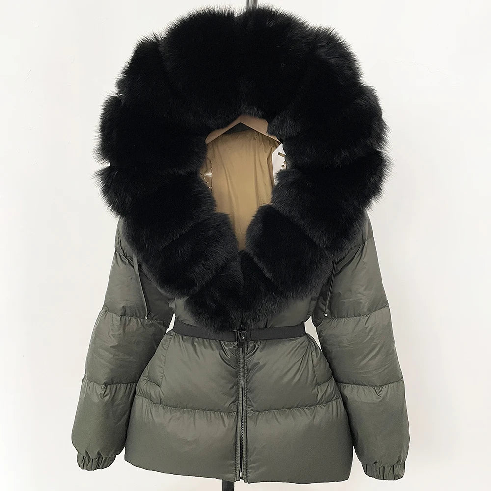 Signature Hooded Down Puffer Jacket with Detachable Fur-Trim Collar