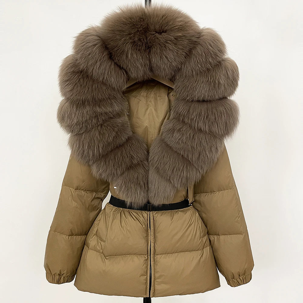 Signature Hooded Down Puffer Jacket with Detachable Fur-Trim Collar