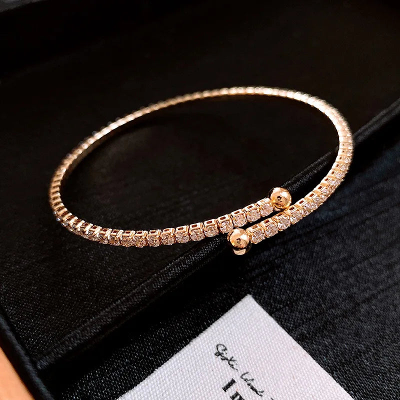 Luxe Spark Adjustable Rhinestone Bracelet – Elegant Statement Wristband
