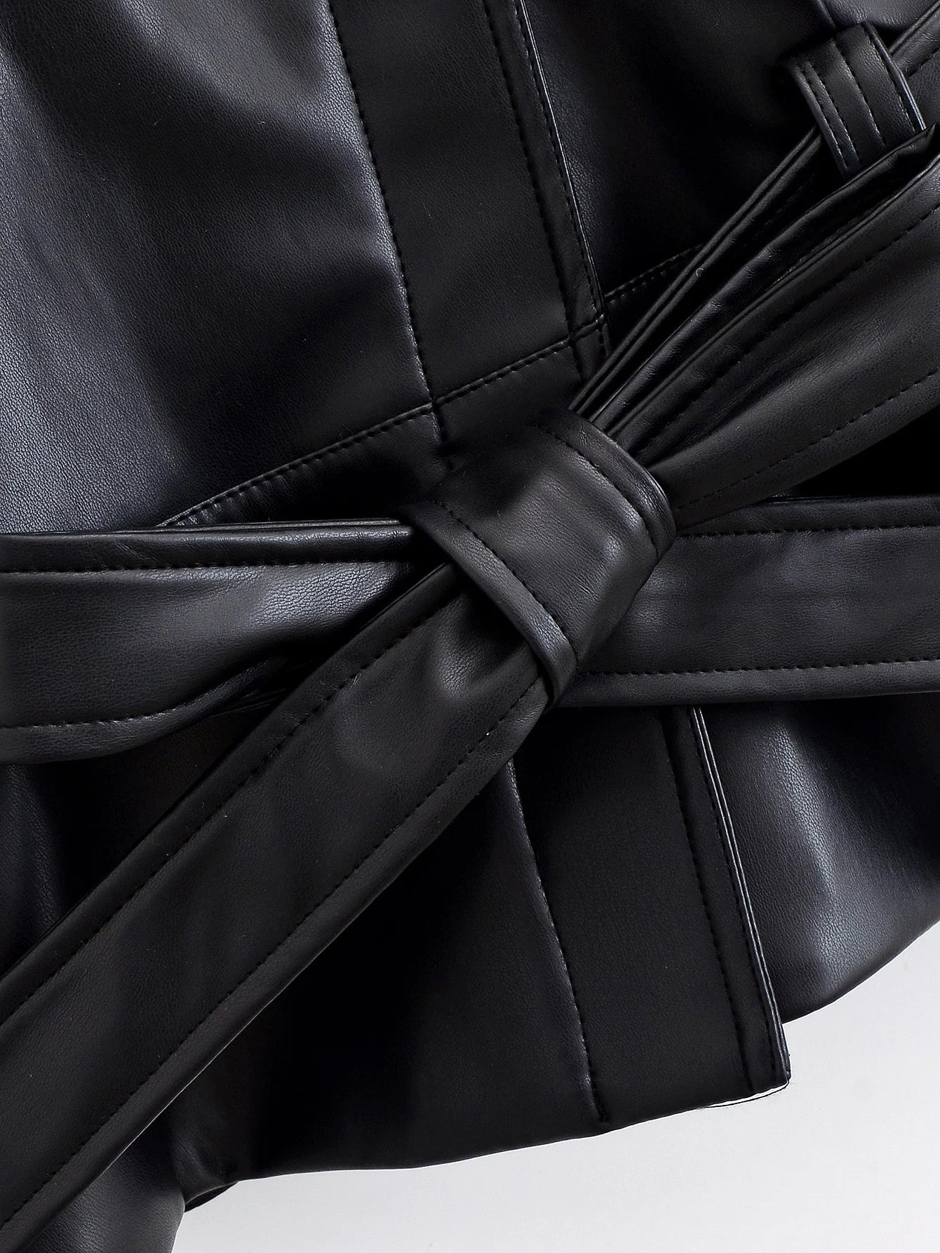 Moto Belted Faux-Leather Jacket