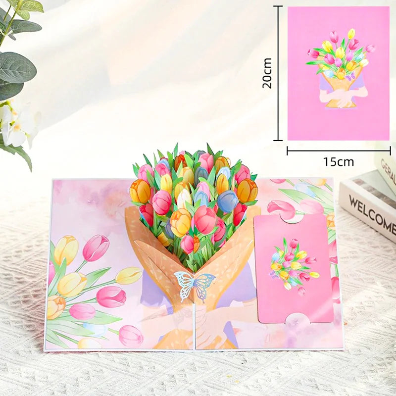 3D Pop-Up Flower Greeting Card – Romantic Valentine & Special Occasion Card