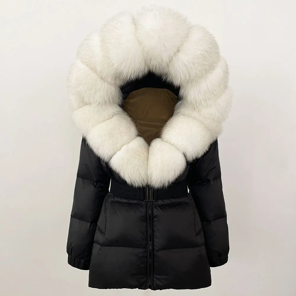 Signature Hooded Down Puffer Jacket with Detachable Fur-Trim Collar