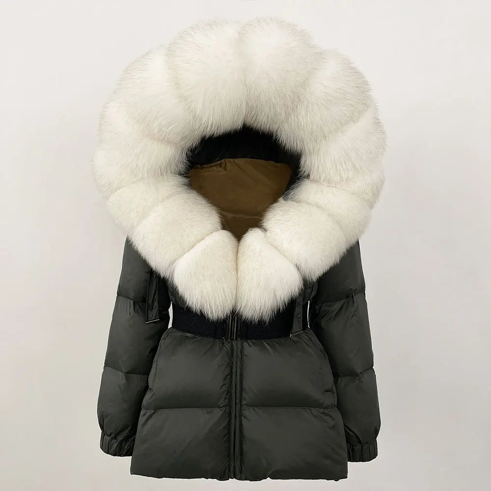 Signature Hooded Down Puffer Jacket with Detachable Fur-Trim Collar
