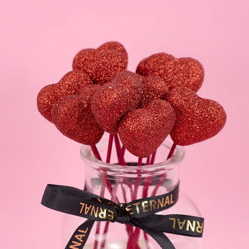 Valentine Heart Cake Toppers Set – Love Cupcake Picks (10–20 Pieces)