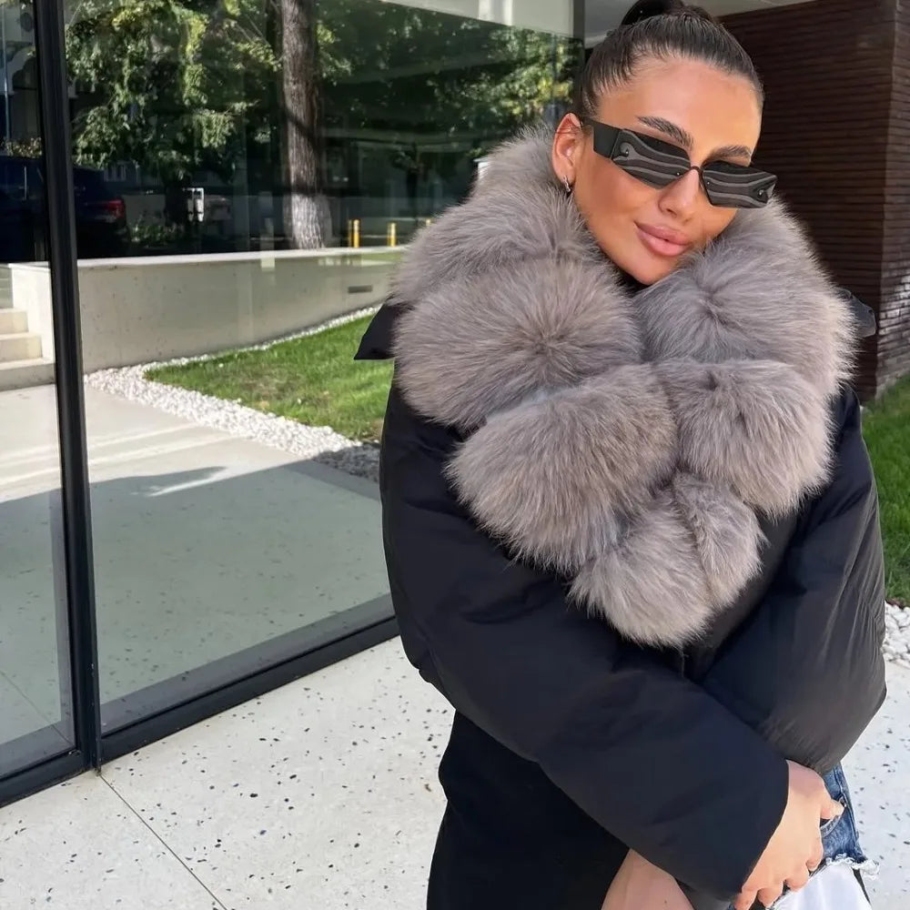 Signature Down Puffer Jacket with Detachable Fur Collar