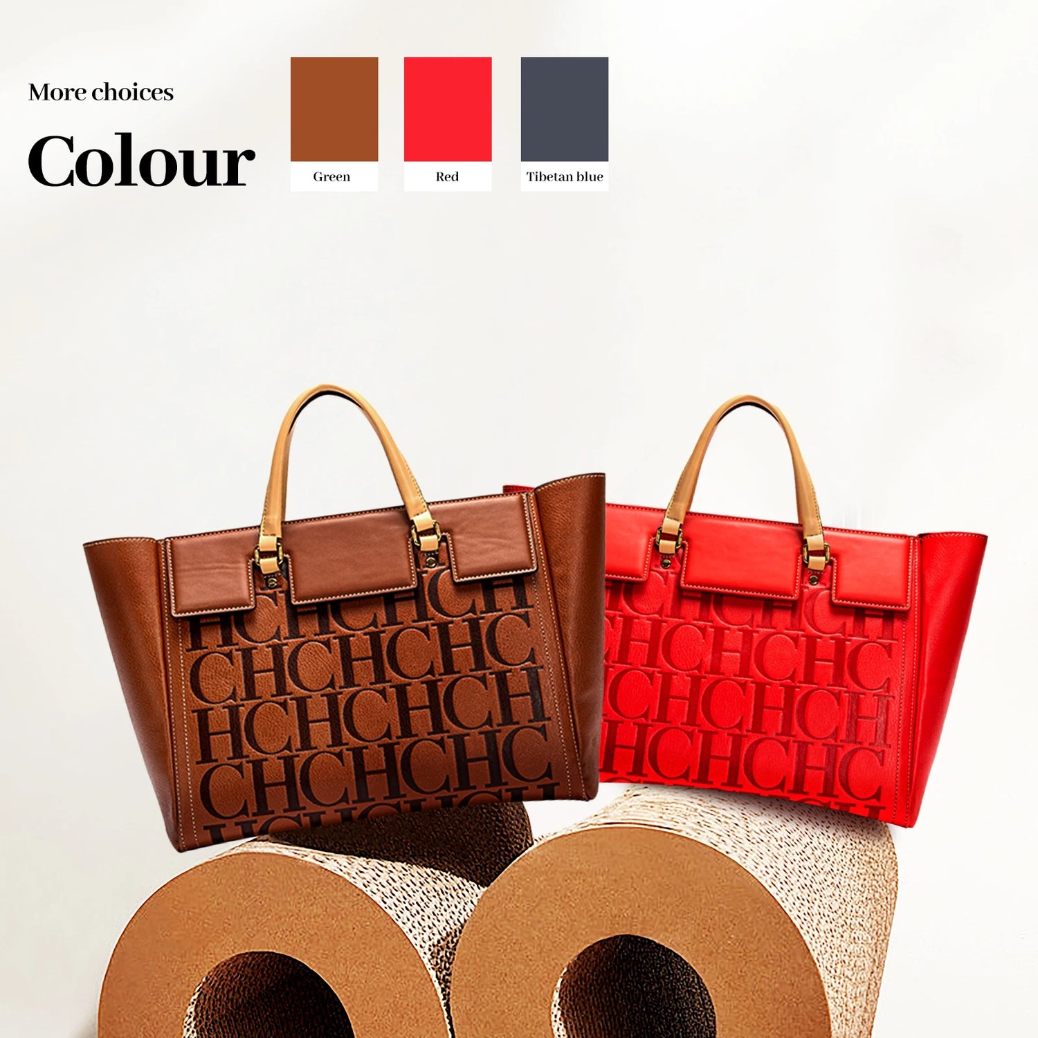 CHCH Embossed Monogram Tote Bag – Large Capacity Business & Everyday Tote