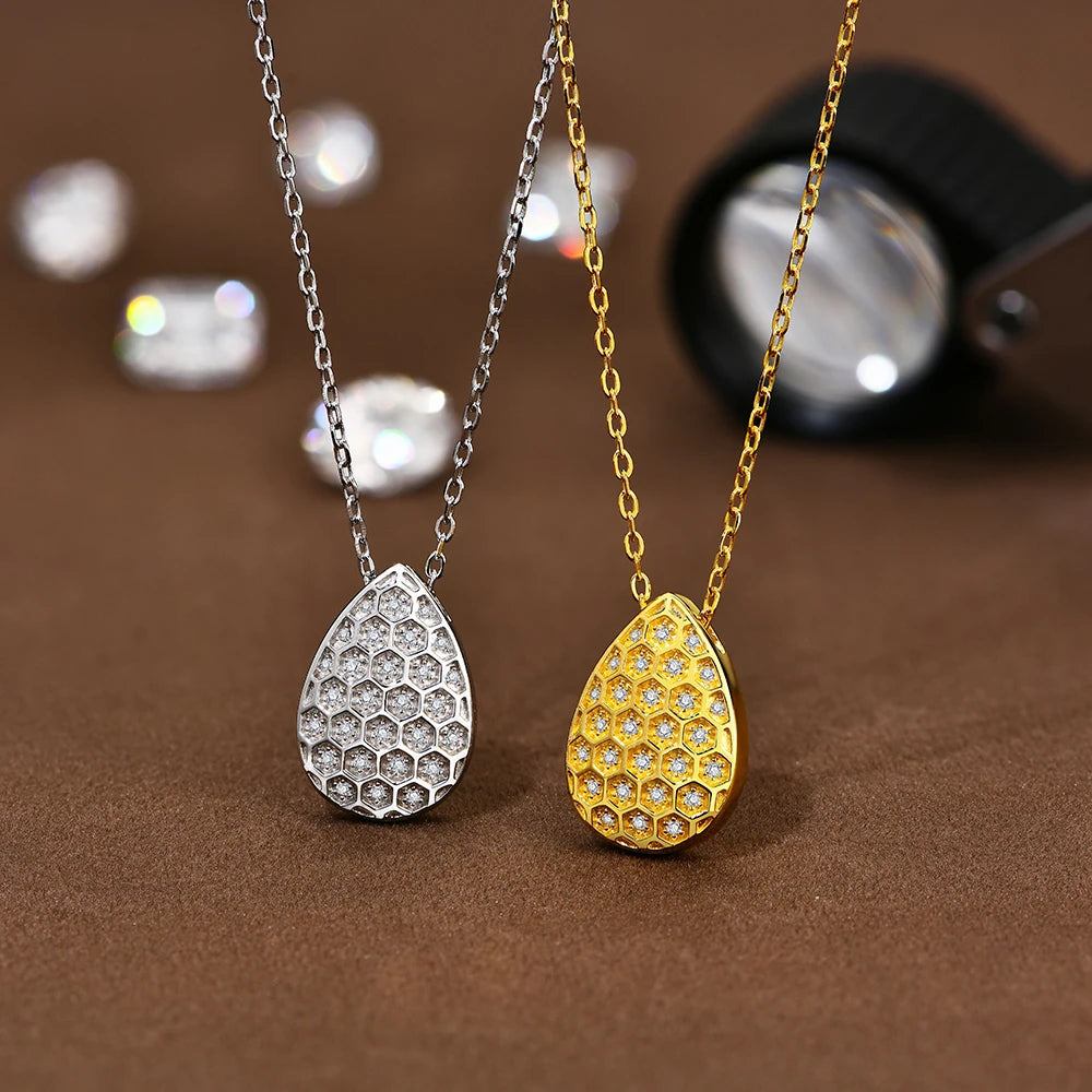 Pear-Cut Moissanite Pendant Necklace — D Color VVS1, 925 Sterling Silver (Certified)