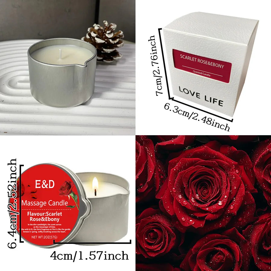 Rose Scented Massage Oil Candle – Romantic Aromatherapy Spa Candle