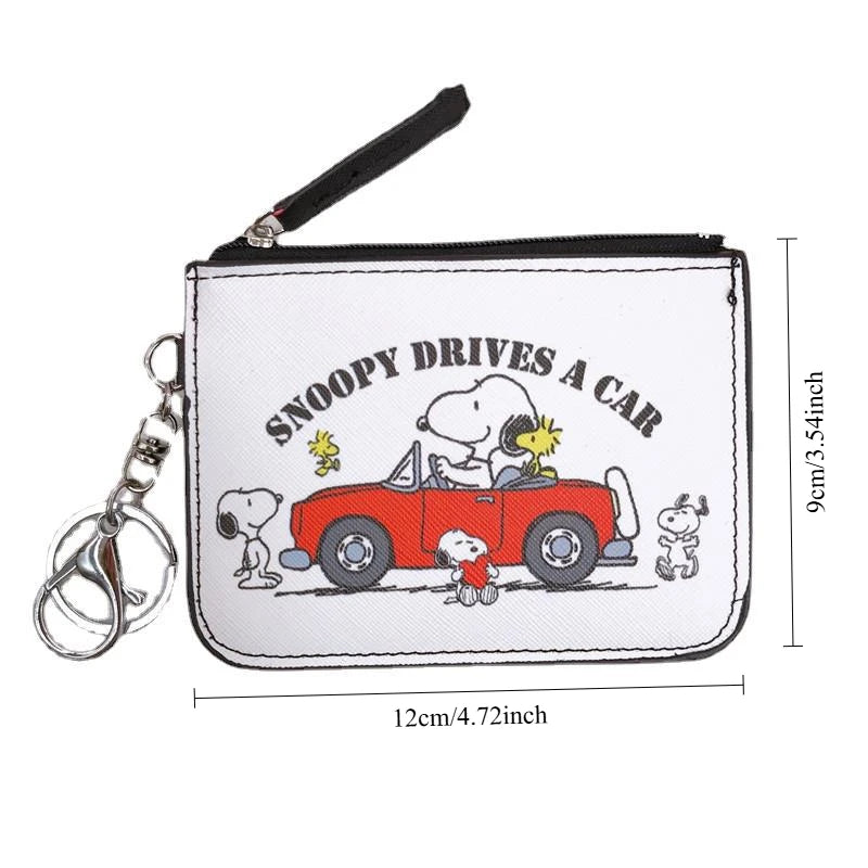 MINISO Snoopy Cartoon Coin Purse & Card Holder Wallet – Zipper Pouch for Women & Girls