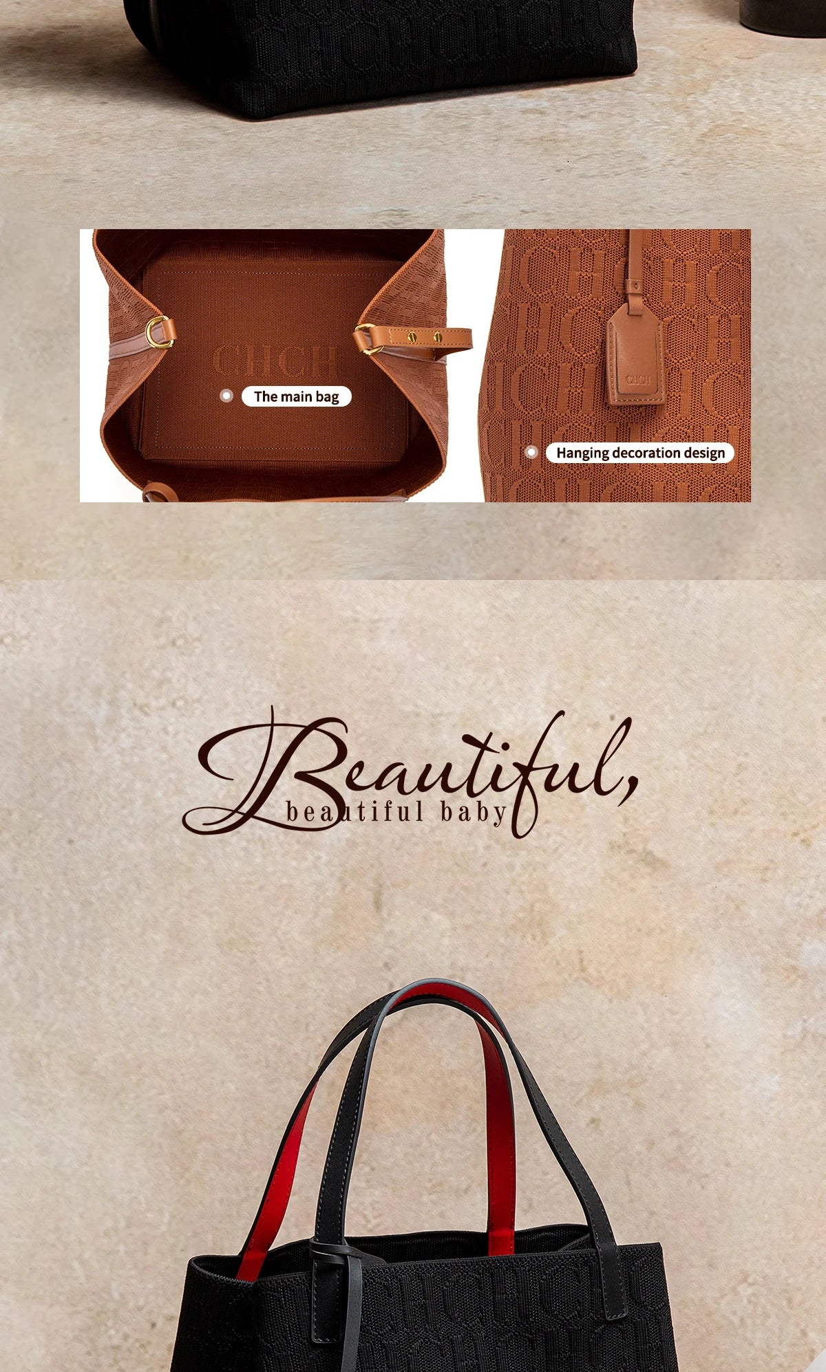 CHCH Luxury Knit Tote Bag – Large Capacity Casual Shopper