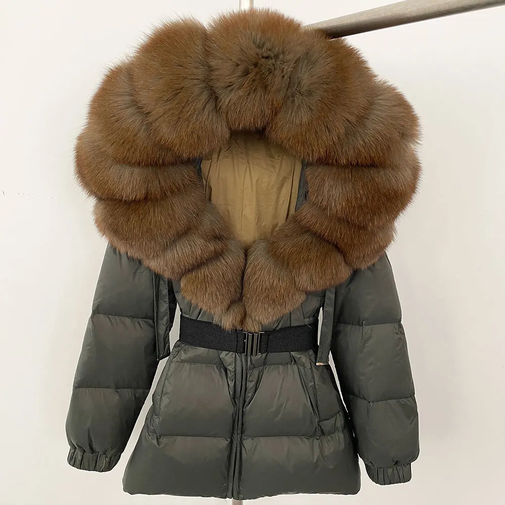 Signature Hooded Down Puffer Jacket with Detachable Fur-Trim Collar