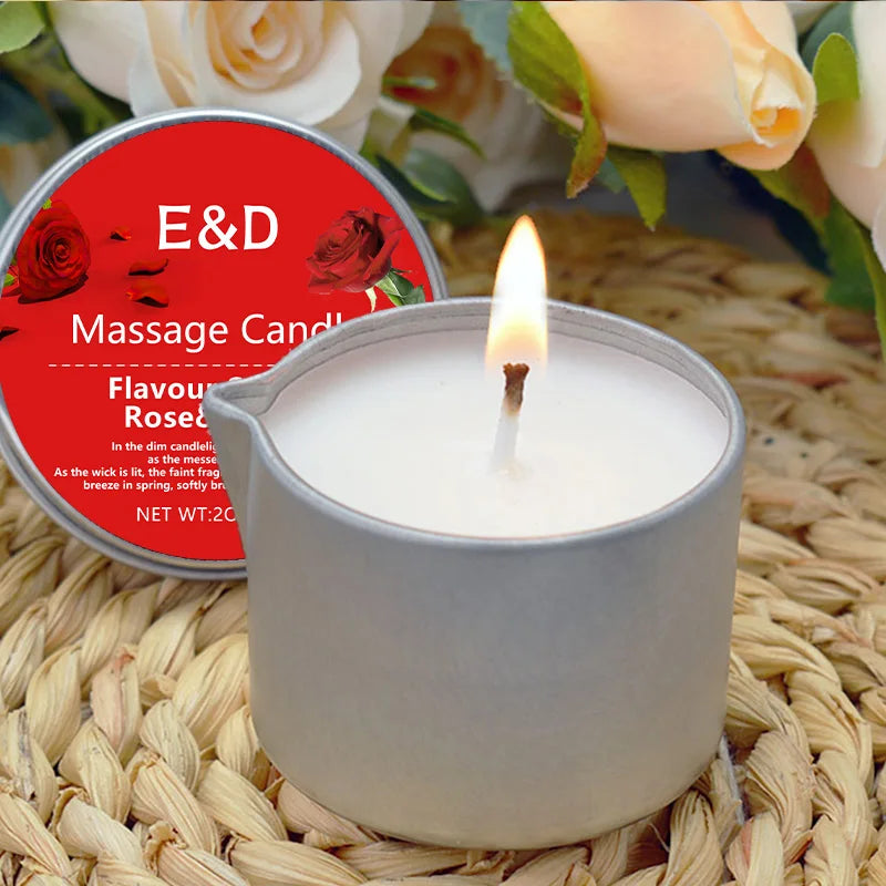 Rose Scented Massage Oil Candle – Romantic Aromatherapy Spa Candle