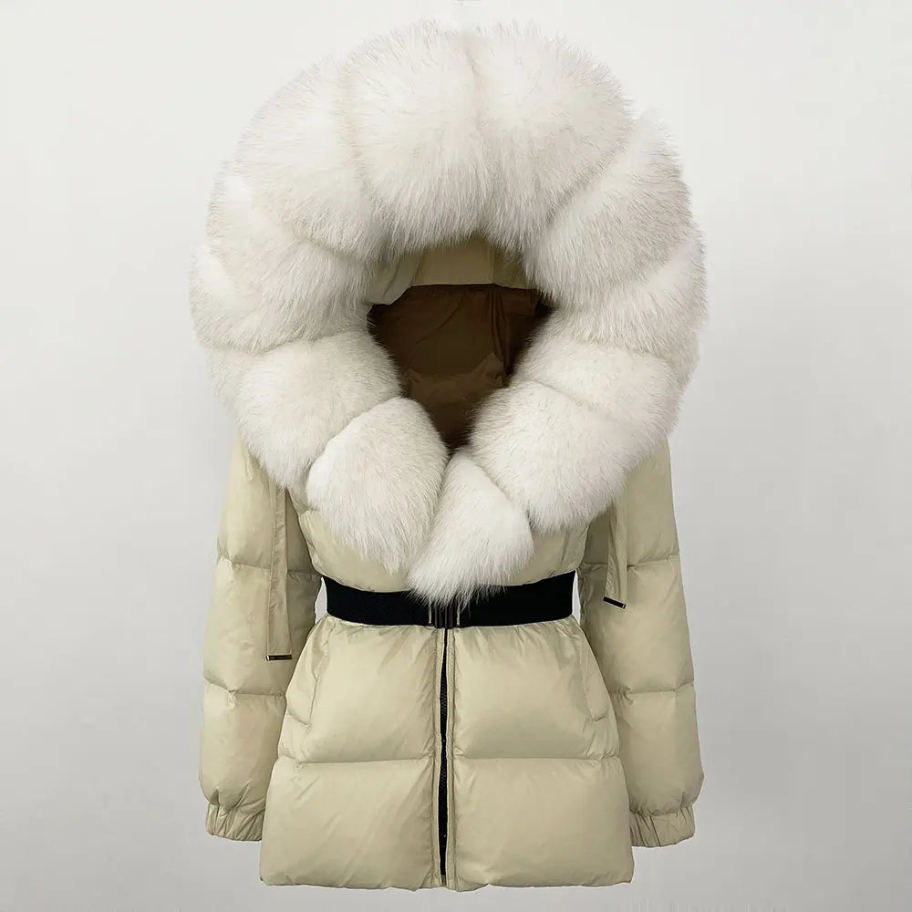 Signature Hooded Down Puffer Jacket with Detachable Fur-Trim Collar