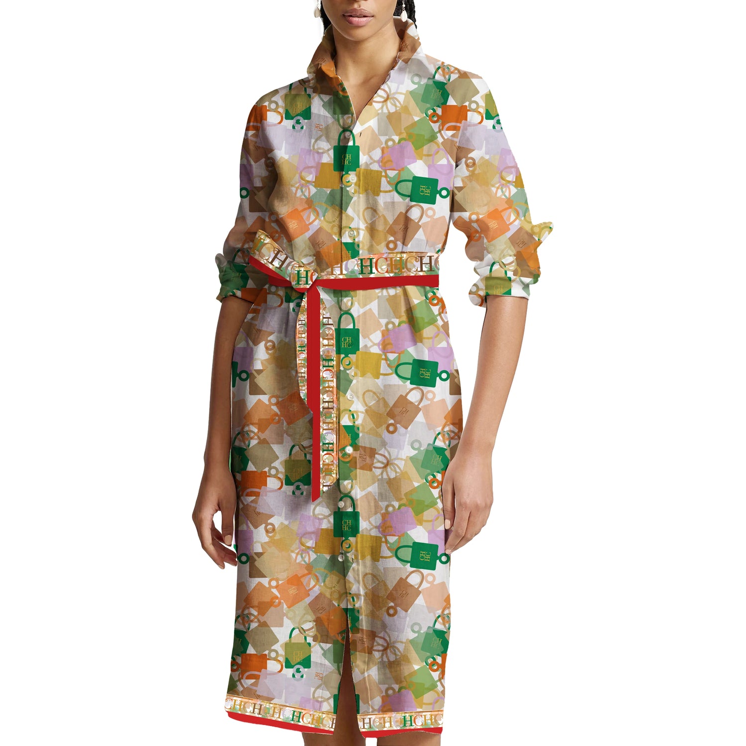 CHCH Printed Midi Shirt Dress – Elegant Summer Casual Dress
