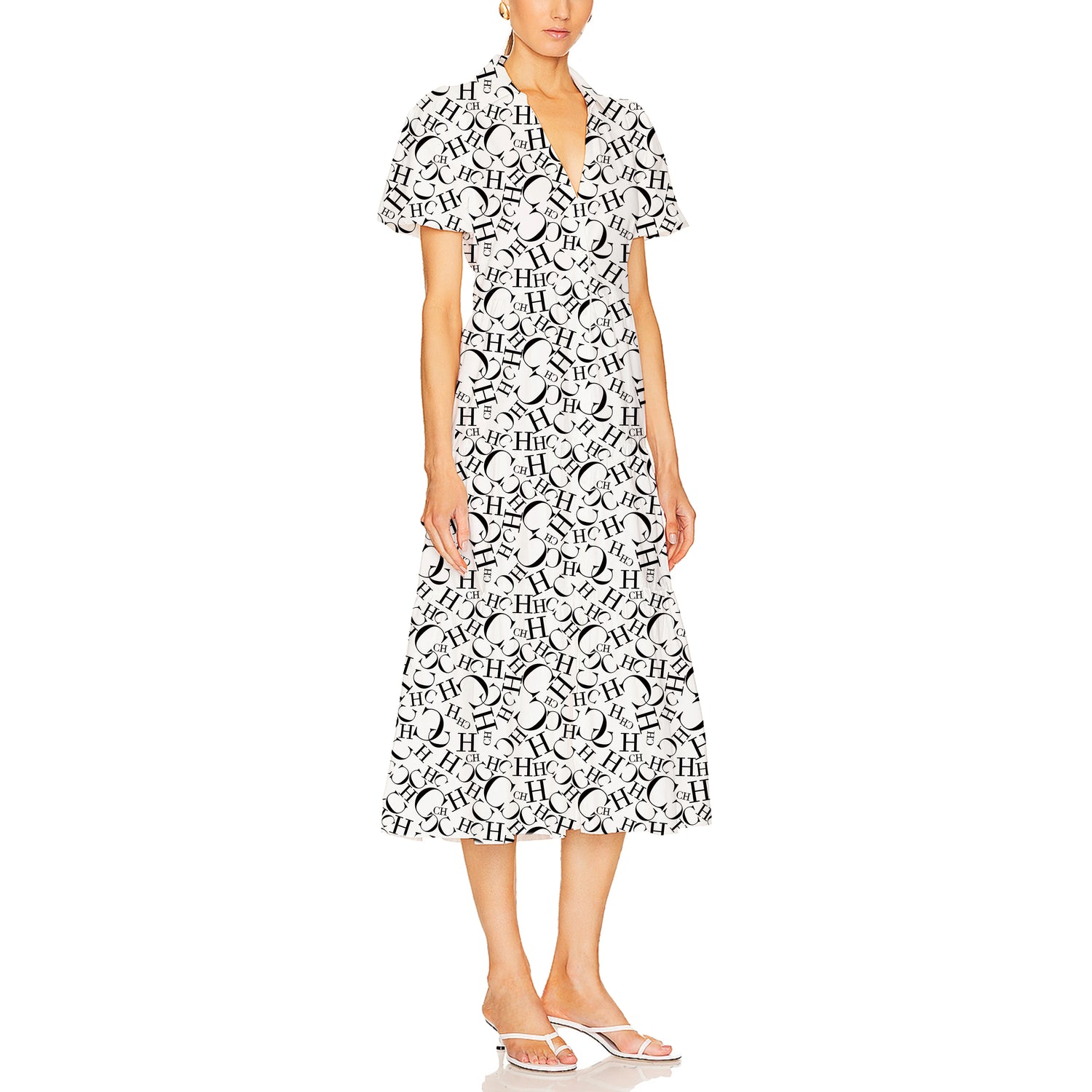 CHCH Printed Midi Shirt Dress – Elegant Summer A-Line Dress