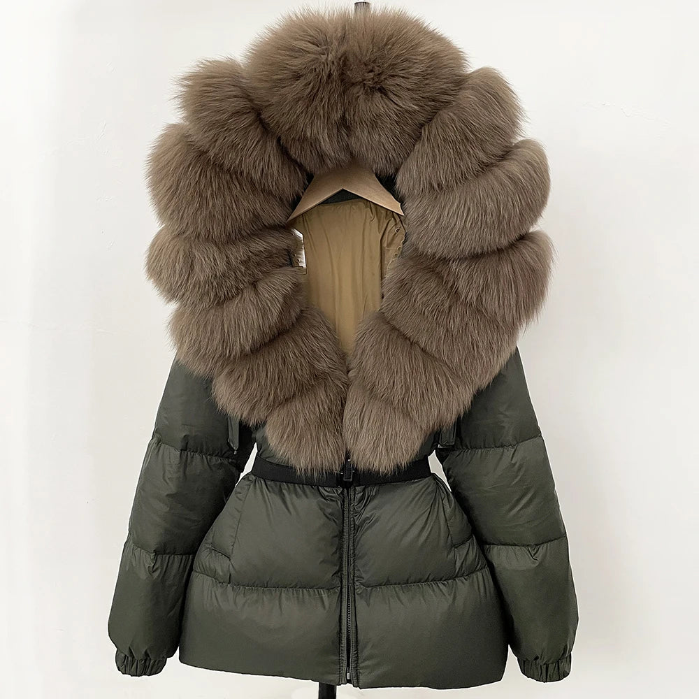 Signature Hooded Down Puffer Jacket with Detachable Fur-Trim Collar