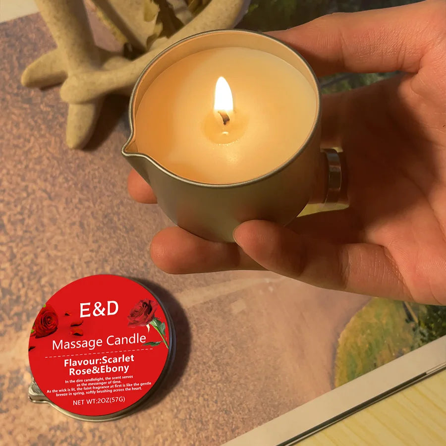 Rose Scented Massage Oil Candle – Romantic Aromatherapy Spa Candle