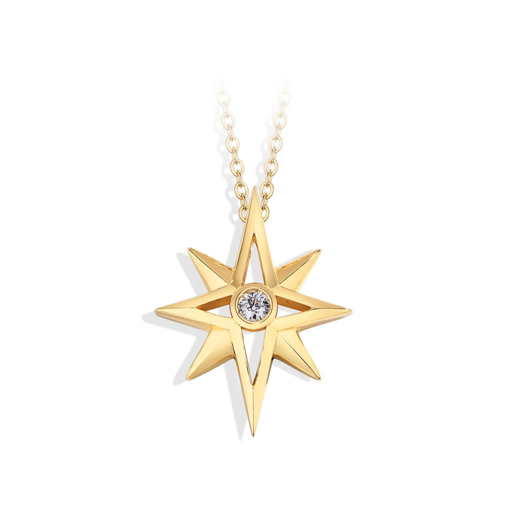 Star Moissanite Pendant Necklace — D Color VVS1, 925 Sterling Silver (Certified)