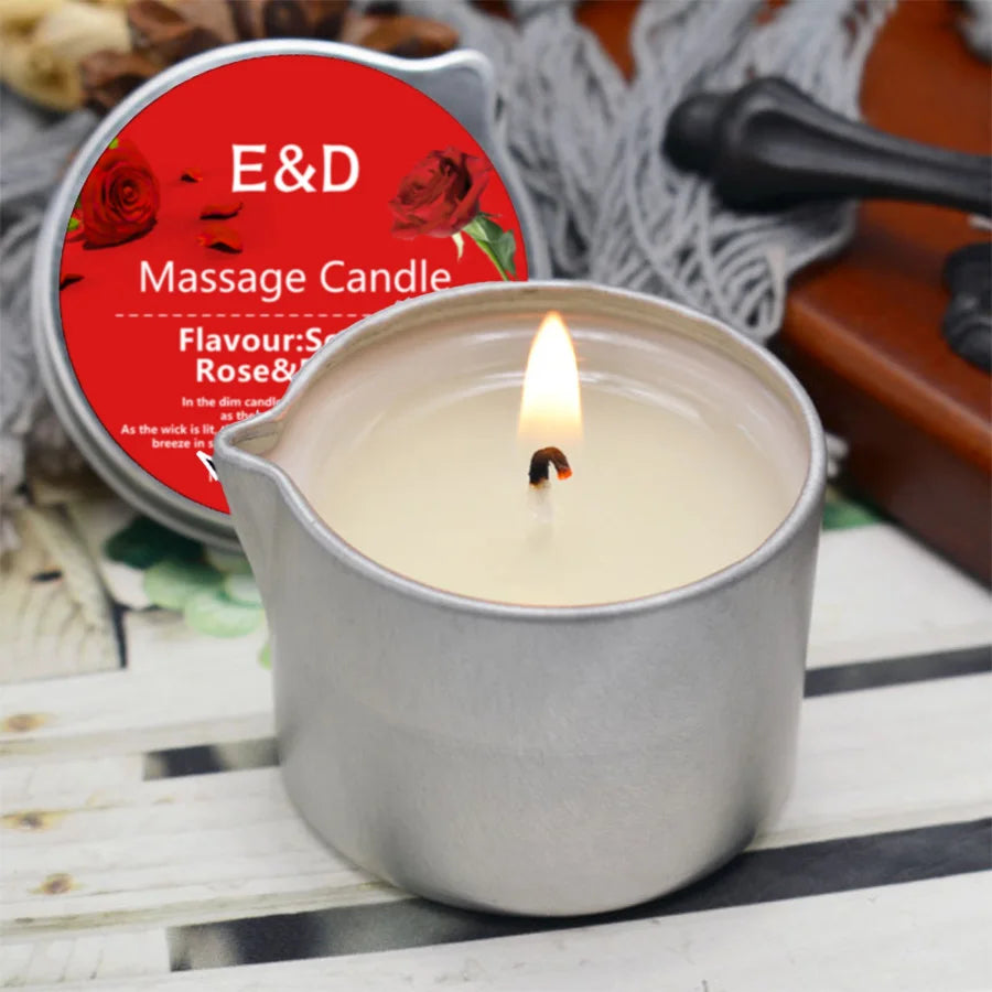 Rose Scented Massage Oil Candle – Romantic Aromatherapy Spa Candle