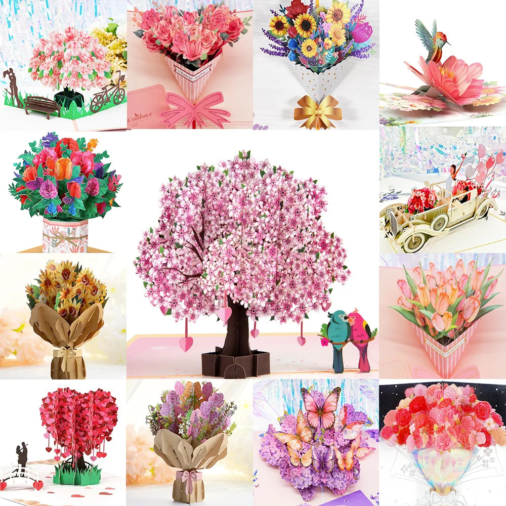 3D Pop-Up Flower Greeting Card – Romantic Valentine & Special Occasion Card