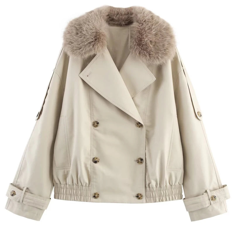 Cropped Double-Breasted Trench Jacket