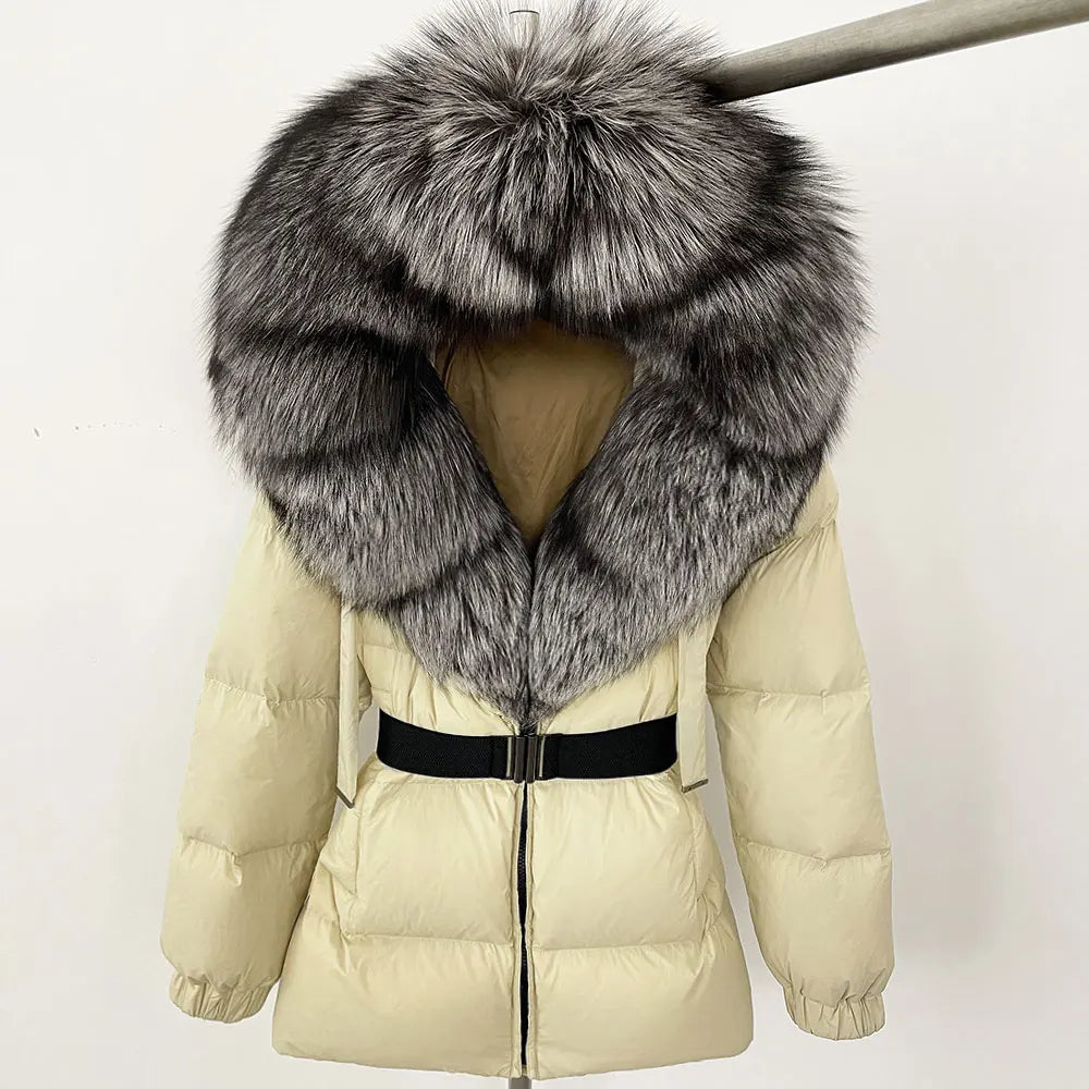 Signature Hooded Down Puffer Jacket with Detachable Fur-Trim Collar