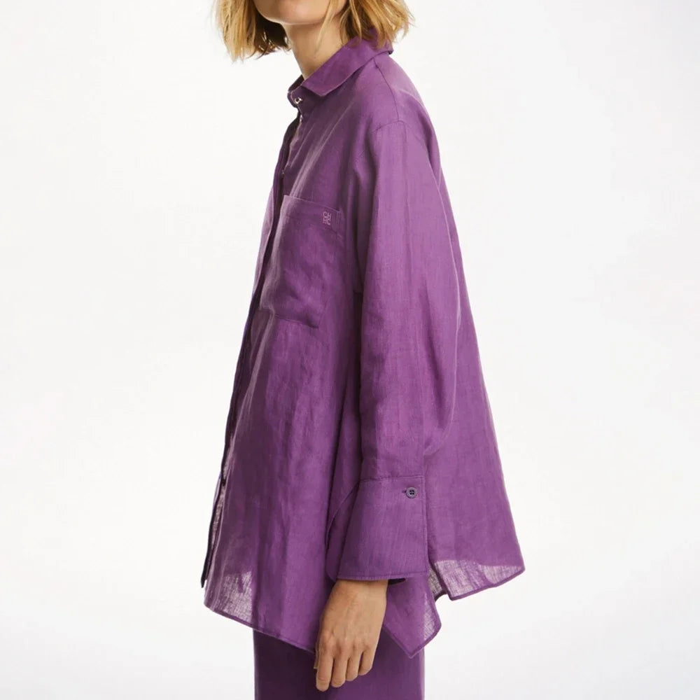 CHCH Embroidered Loose Shirt – Elegant Casual Office Top