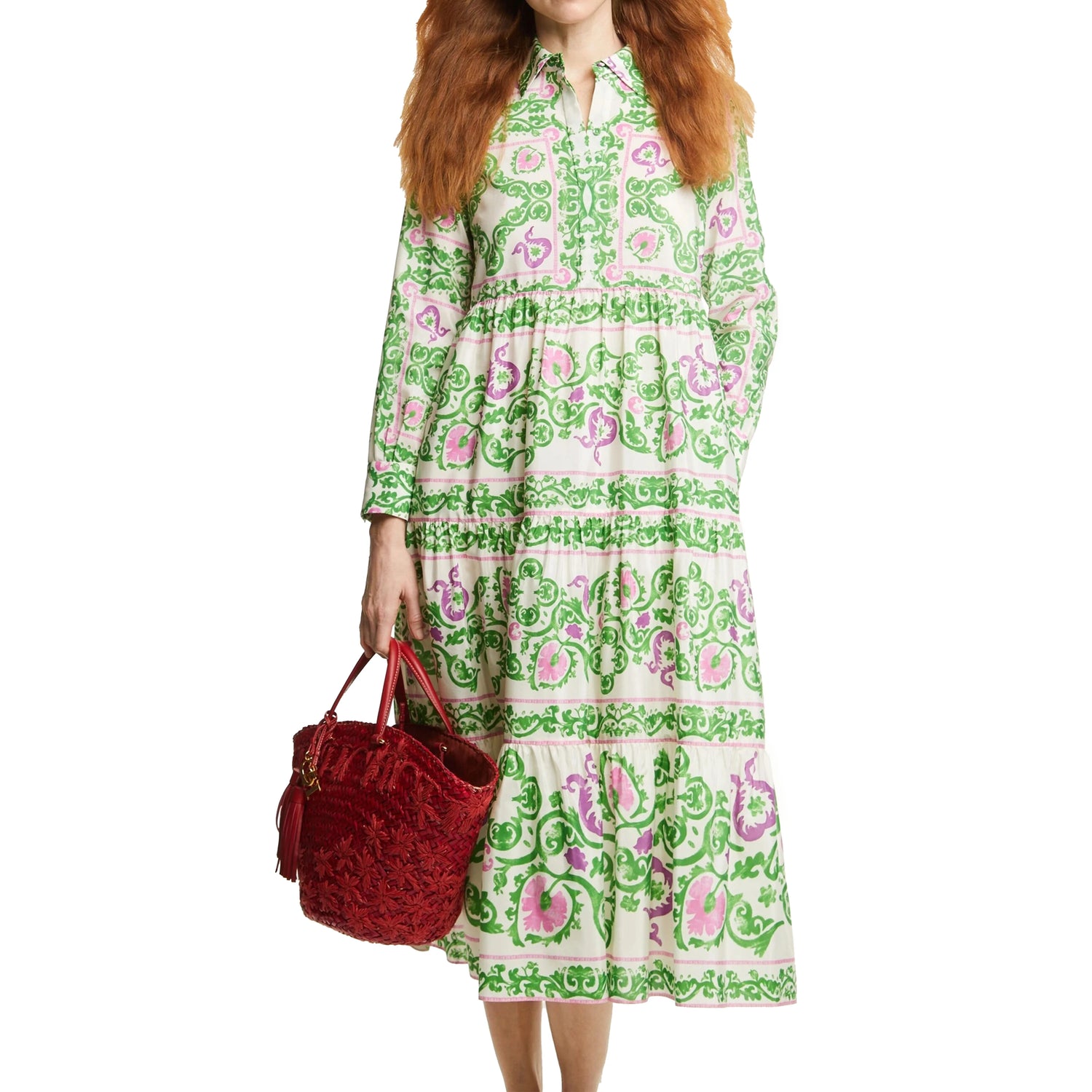 CHCH Floral Midi Dress – Elegant Summer Loose Shirt Dress