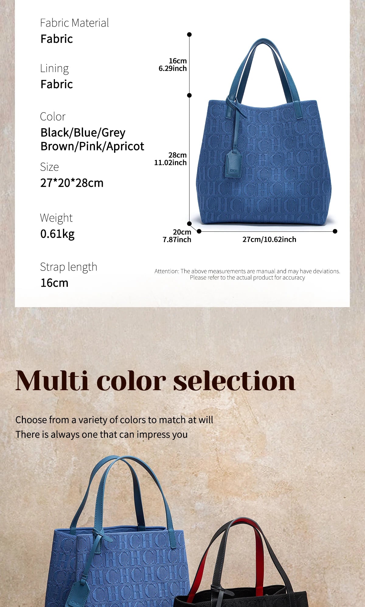 CHCH Luxury Knit Tote Bag – Large Capacity Casual Shopper