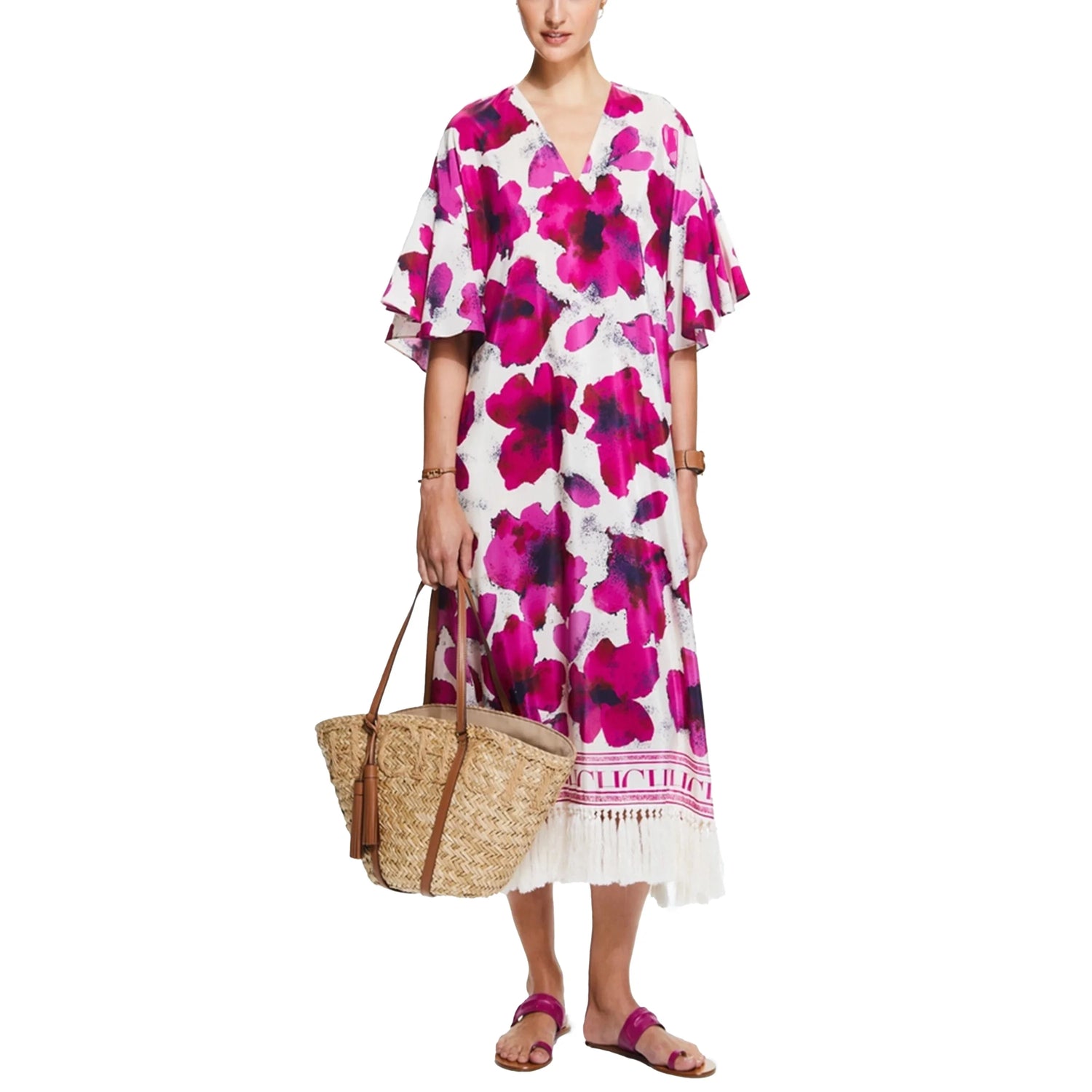 CHCH Floral Maxi Dress – Elegant Summer V-Neck Loose Fit