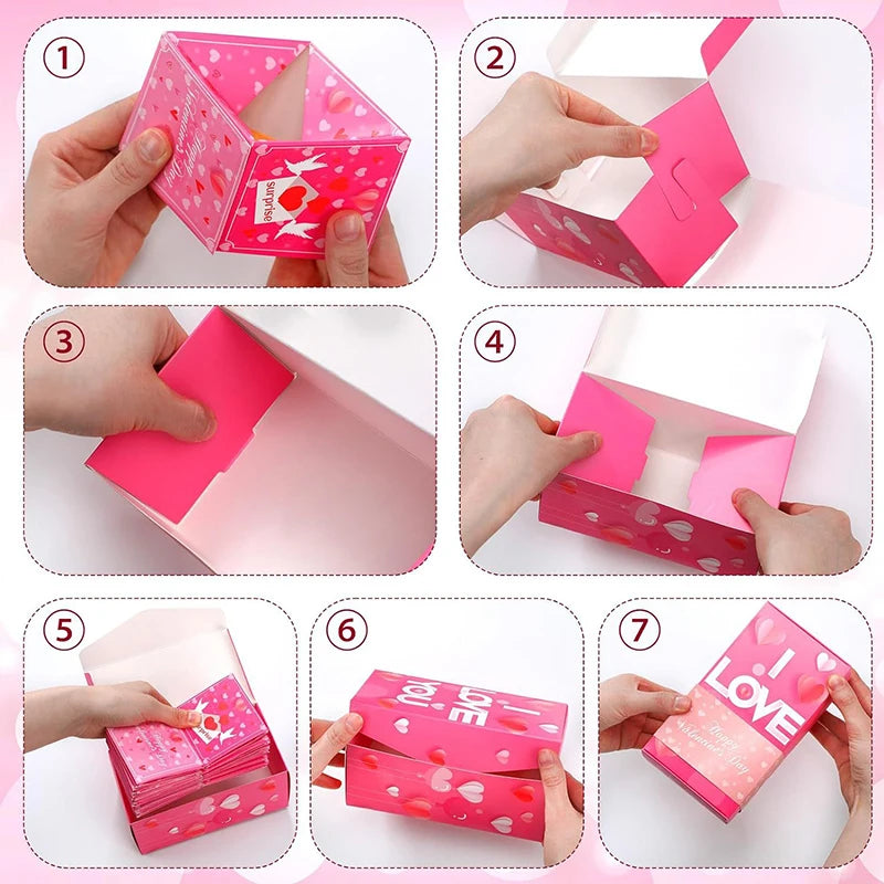 Valentine Surprise Explosion Gift Box – Jumping Love Box Set (12 Pieces)