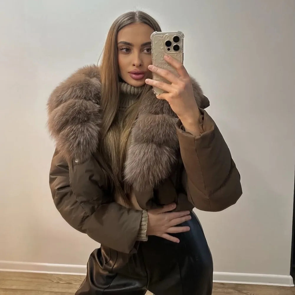 Signature Down Puffer Jacket with Detachable Fur Collar