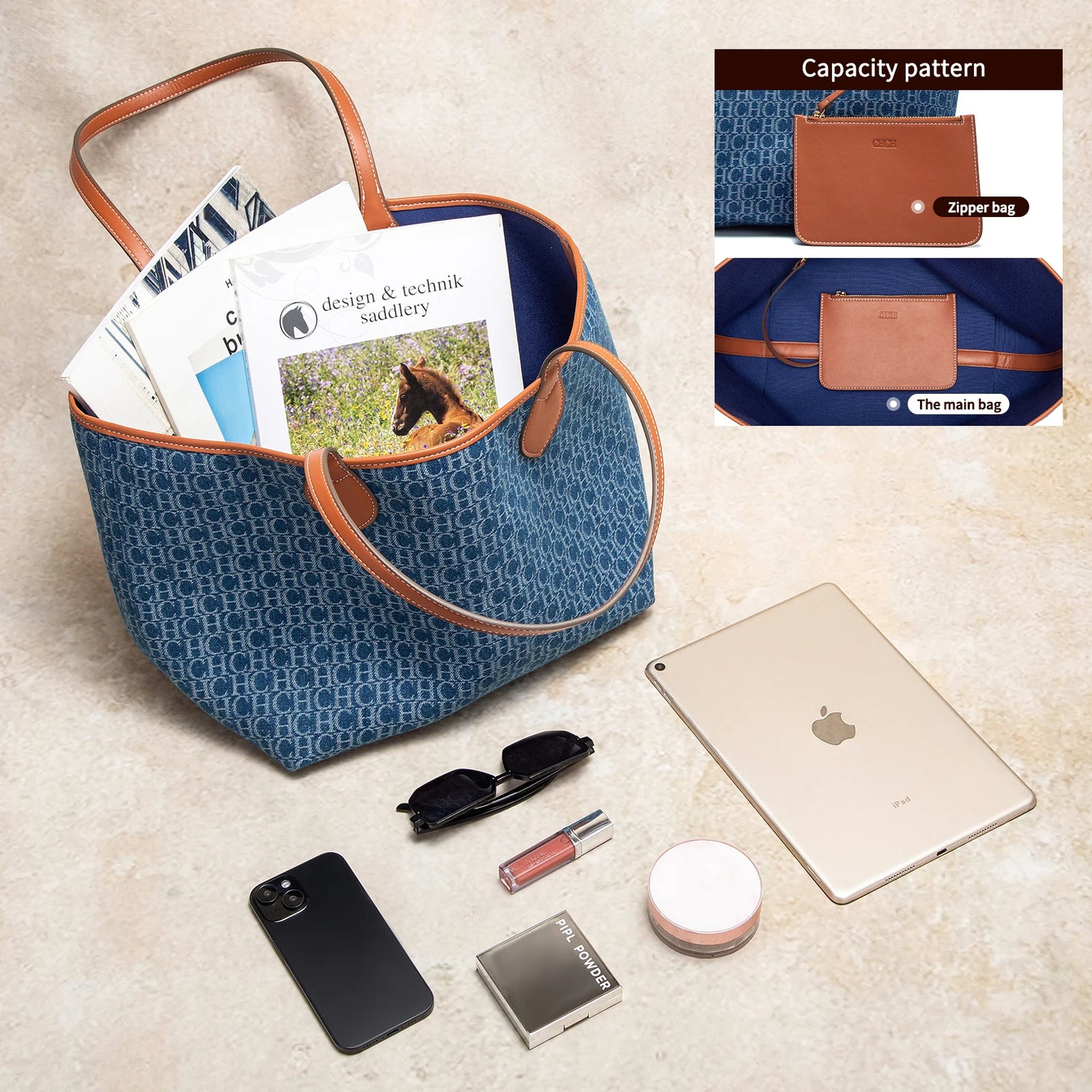 CHCH Luxury Large Capacity Tote Bag – Double-Sided Casual Shopper