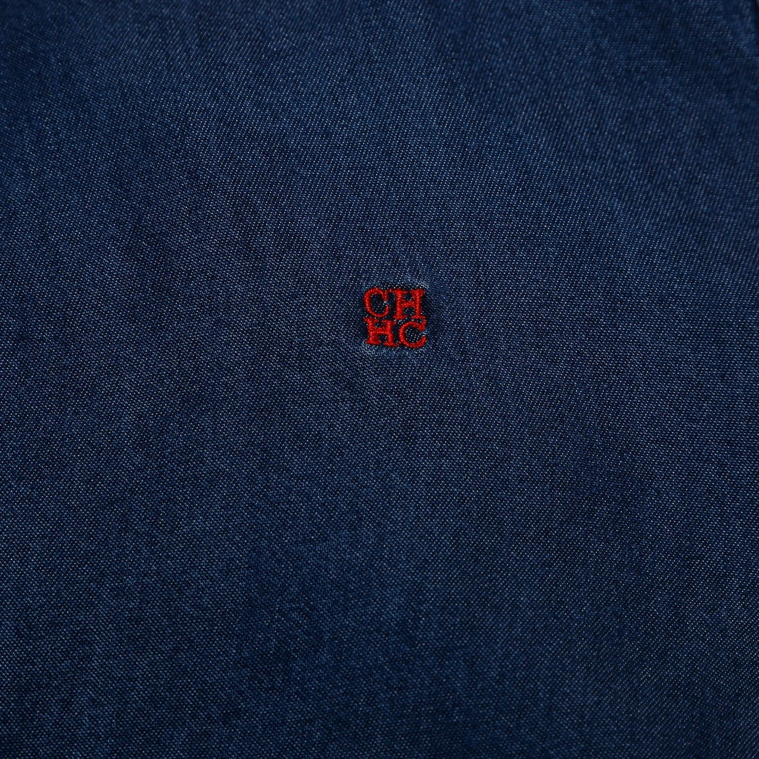 CHCH Denim Shirt Dress – Elegant Embroidered Casual Midi Dress