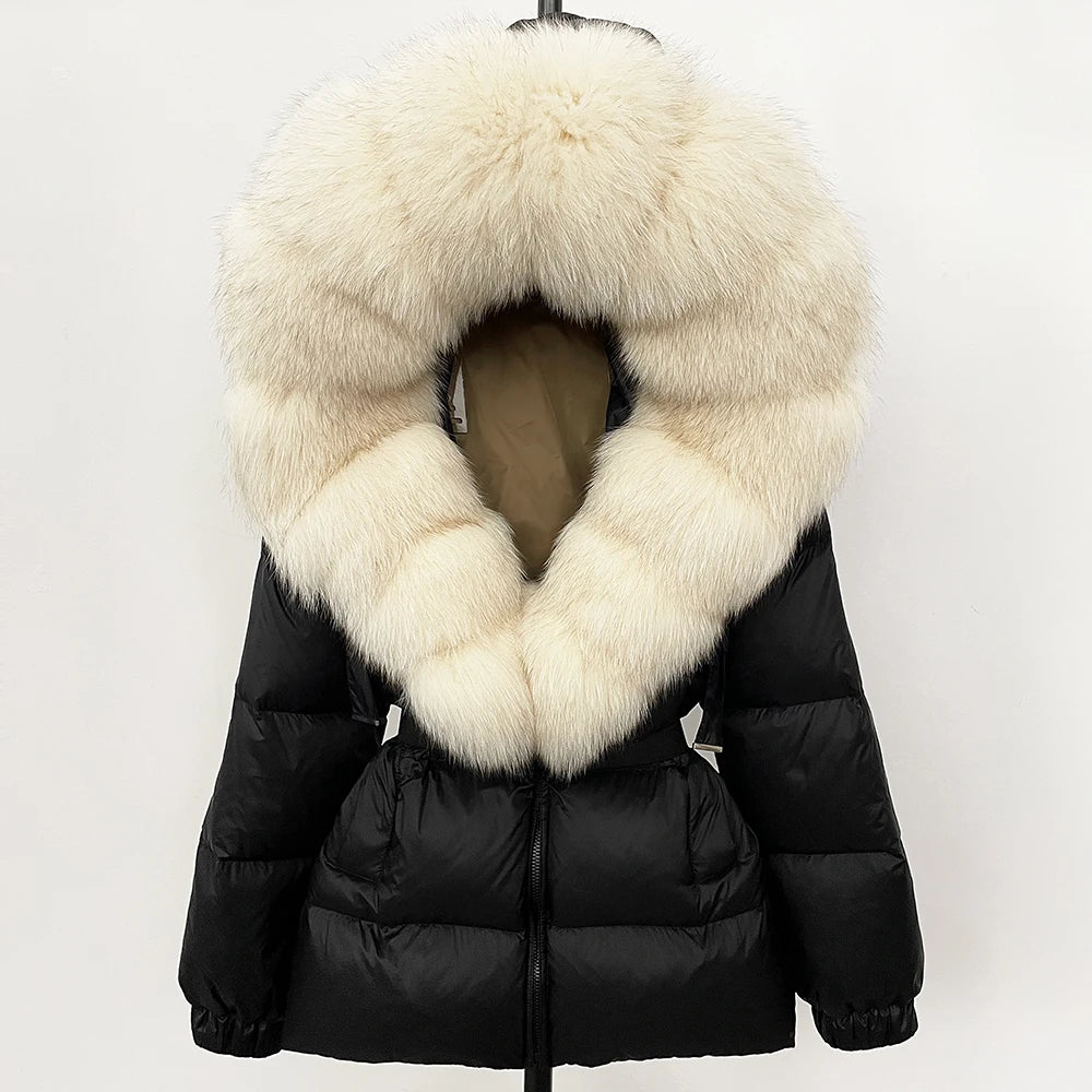 Signature Hooded Down Puffer Jacket with Detachable Fur-Trim Collar