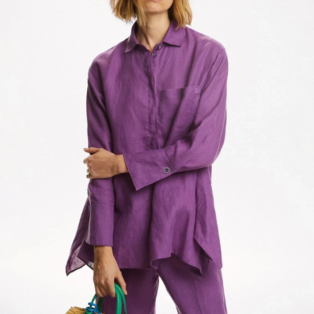 CHCH Embroidered Loose Shirt – Elegant Casual Office Top