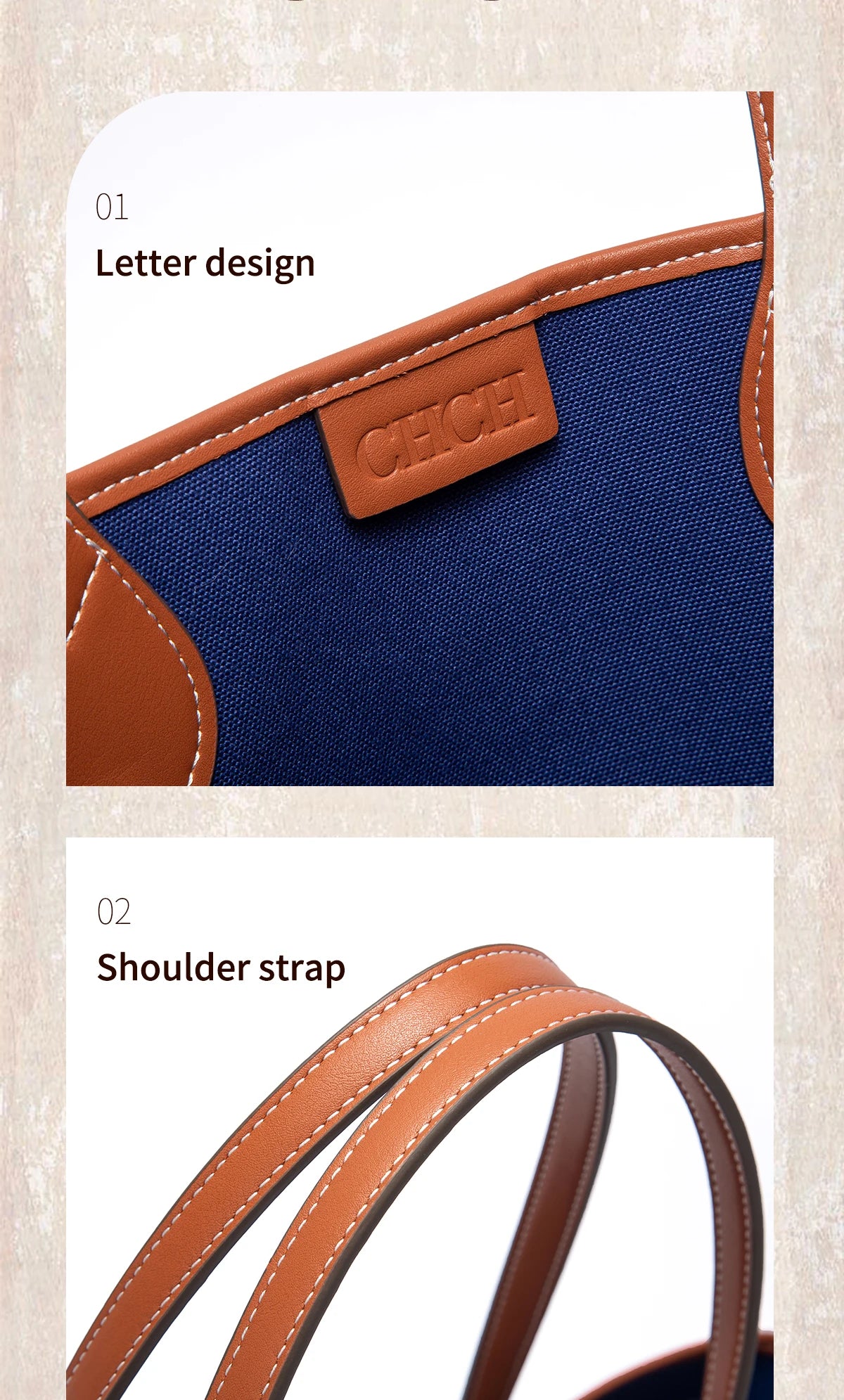 CHCH Luxury Large Capacity Tote Bag – Double-Sided Casual Shopper