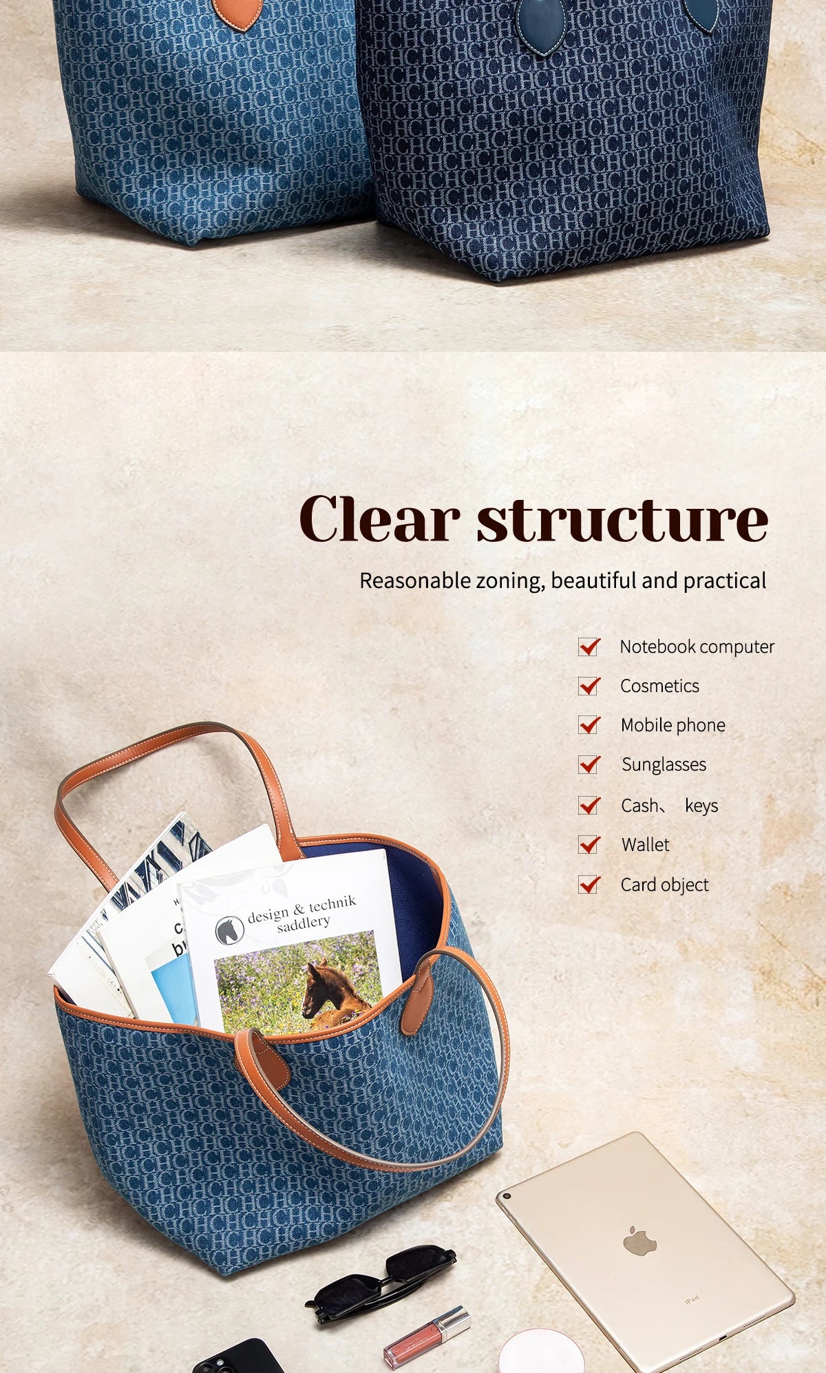 CHCH Luxury Large Capacity Tote Bag – Double-Sided Casual Shopper